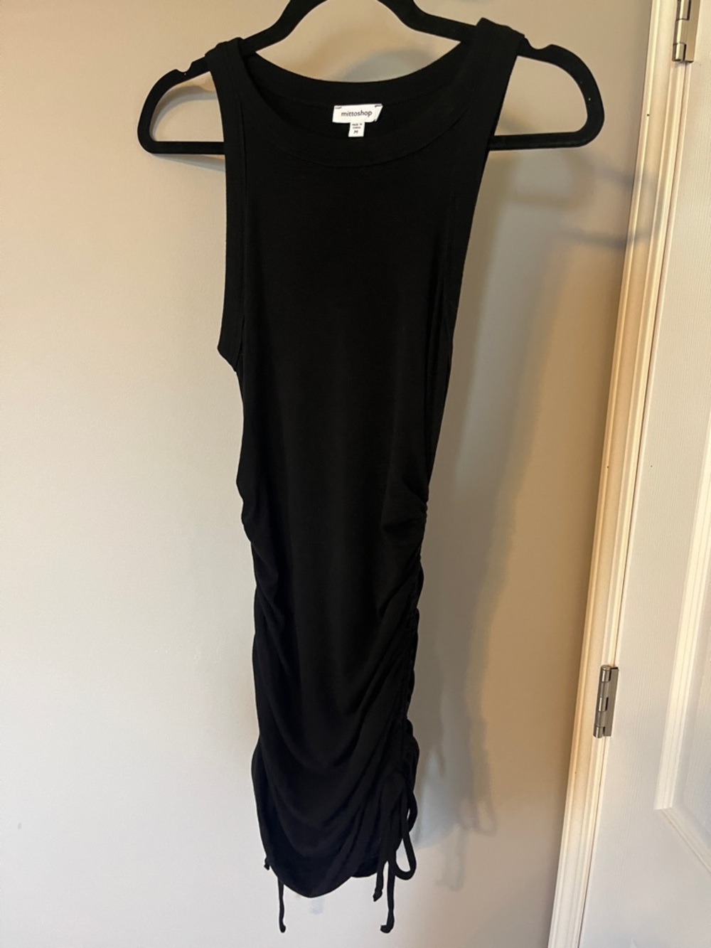 Black Ruched Tank Midi Dress